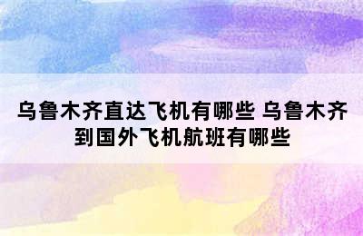 乌鲁木齐直达飞机有哪些 乌鲁木齐到国外飞机航班有哪些